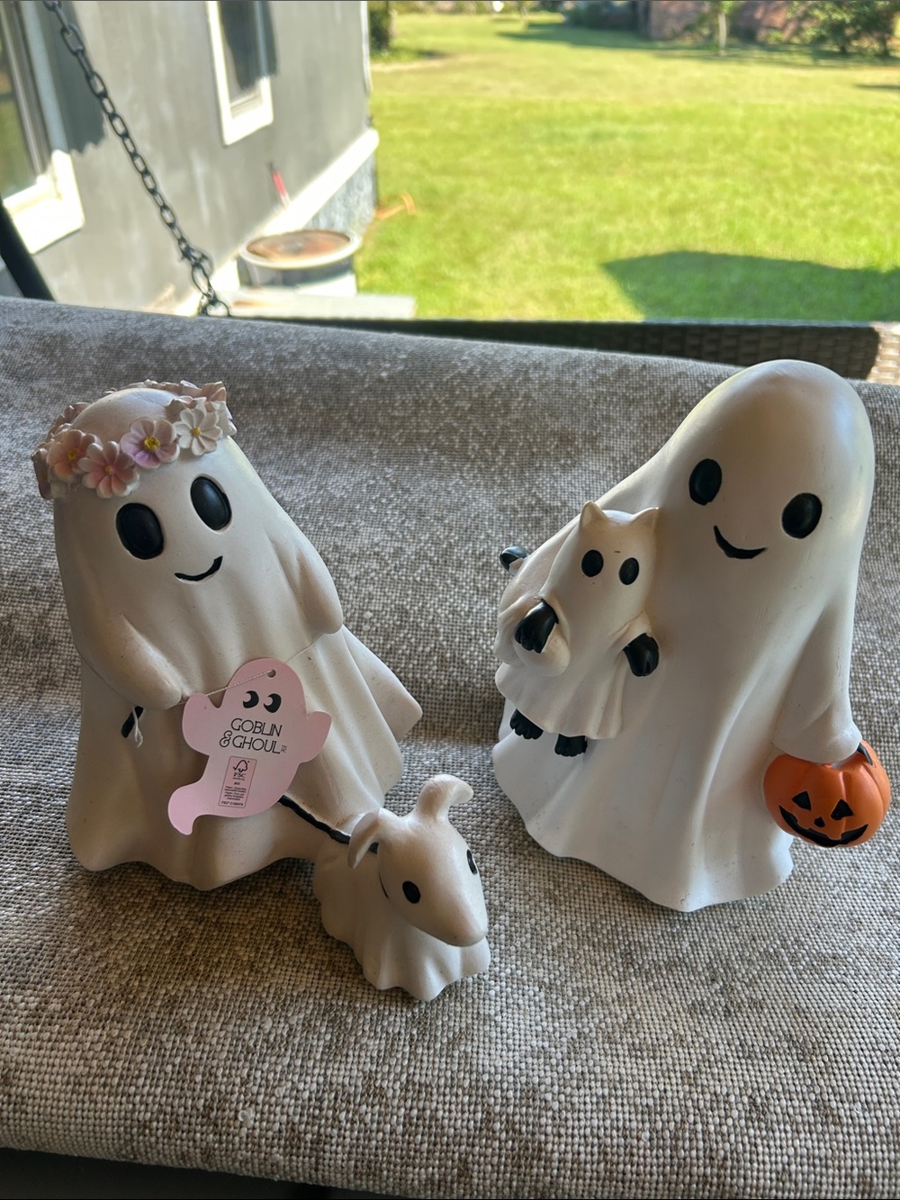 GOBN & GHOUL White Ceramic Ghost Figurine Set - Cute Halloween Home Accent